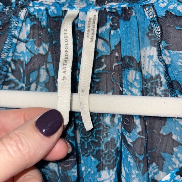 Anthropologie Sheer Printed Peasant Blouse Medium - Picture 5 of 7